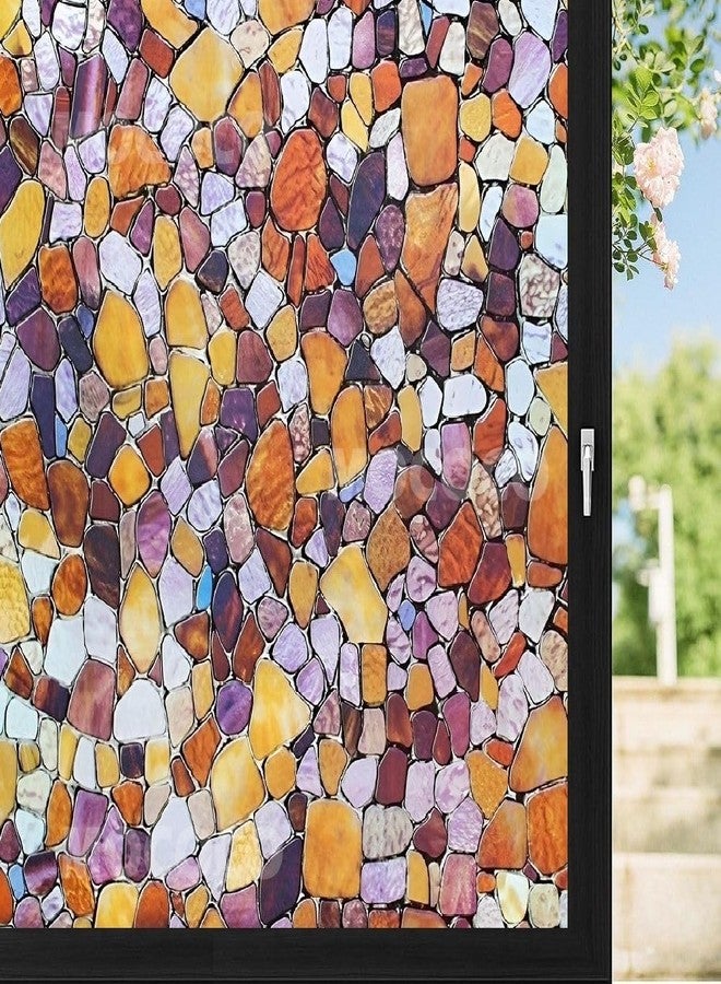 MOCOCO ملصق زجاجي ملون فاخر من الفينيل من MOCOCO (12 × 48 بوصة) - فيلم زخرفي ذاتي اللصق، ورق جدران معتم لتغطية الزجاج والنوافذ والأبواب والمكاتب والمنازل. | مقاوم للأشعة فوق البنفسجية. أحجار ثلاثية الأبعاد - Image 1